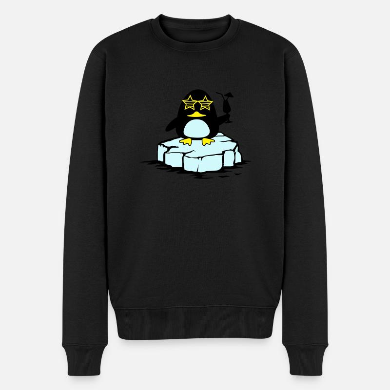 beach pinguin eisscholle - Männer Premium Bio Pullover - Schwarz
