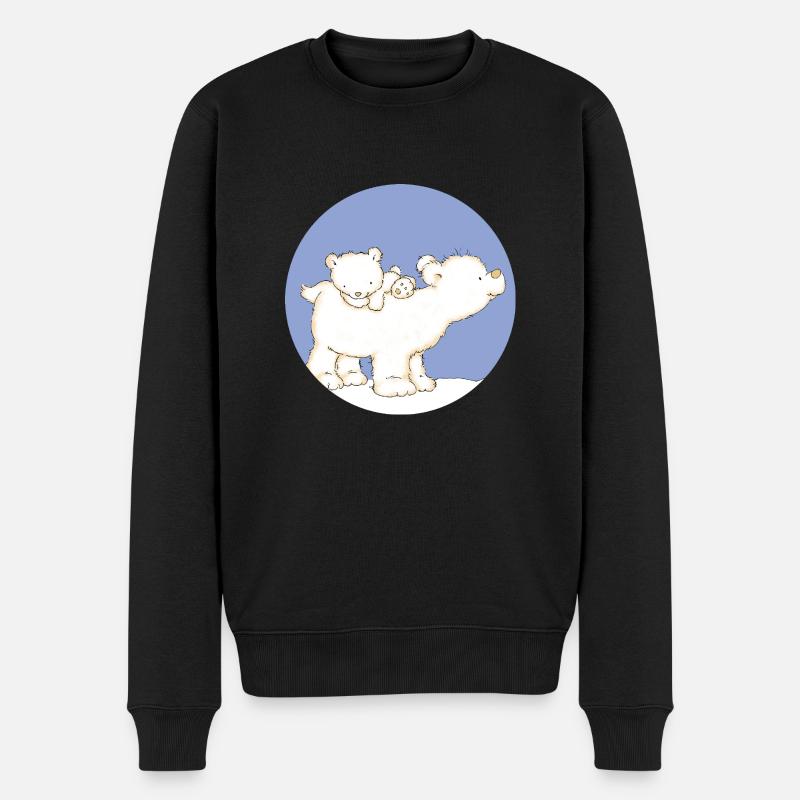 Baby Polar Bear with Dad - Männer Premium Bio Pullover - Schwarz