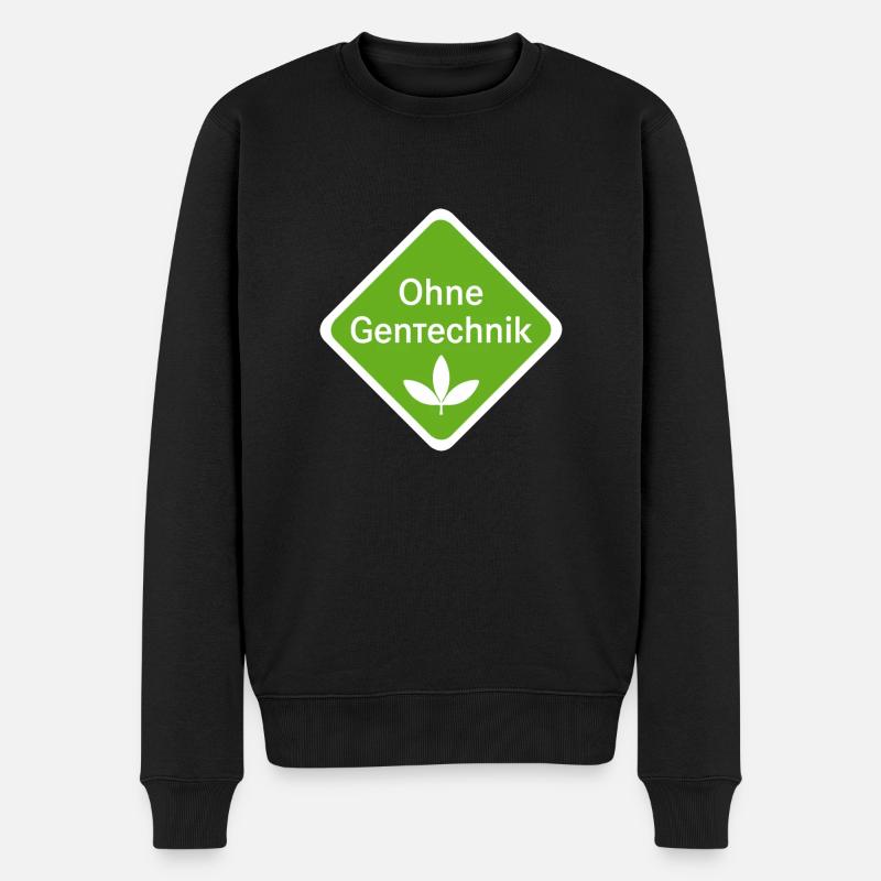 Ohne Gentechnik - Männer Premium Bio Pullover - Schwarz