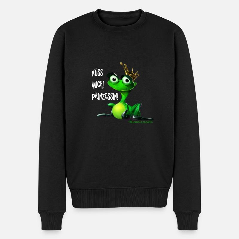 Froschkönig - Männer Premium Bio Pullover - Schwarz