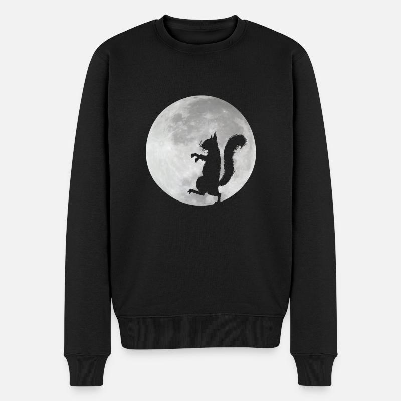 Eichhörnchen im Mond - Männer Premium Bio Pullover - Schwarz