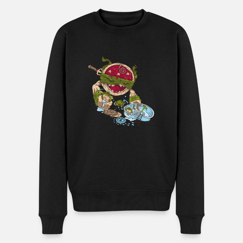 Pizza Ninja - Männer Premium Bio Pullover - Schwarz