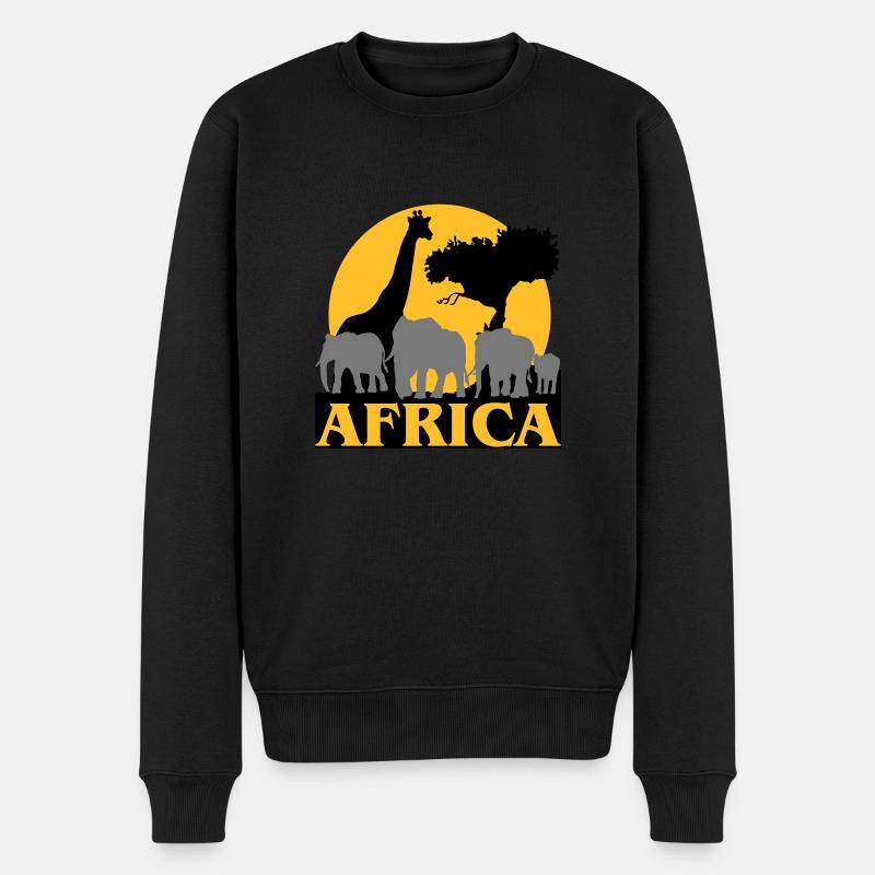 Afrique - Coucher de soleil dans la savane - Pull Premium bio Homme - noir