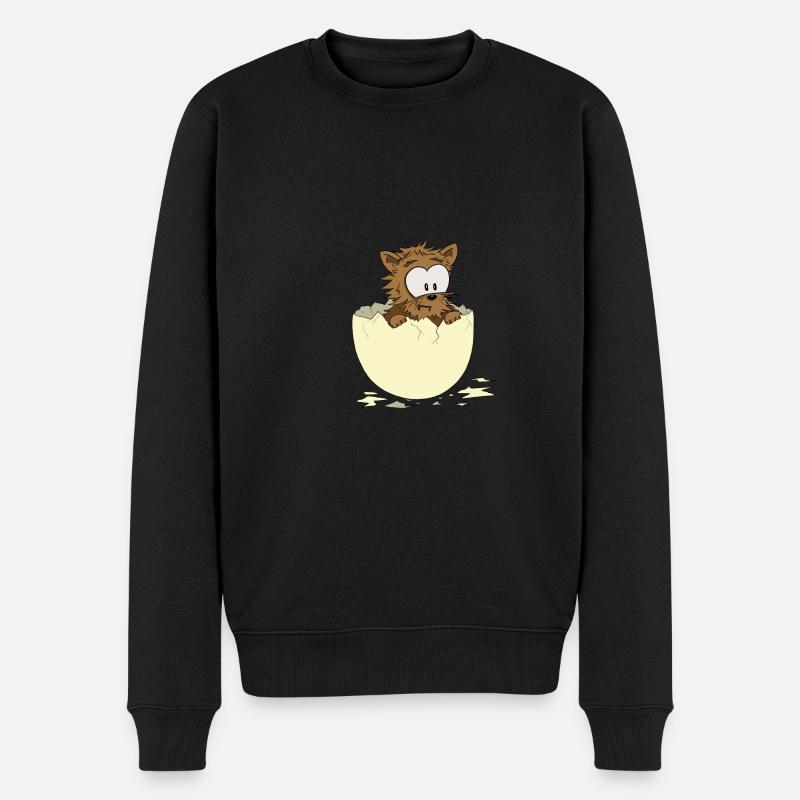 Katze aus dem ei - Männer Premium Bio Pullover - Schwarz