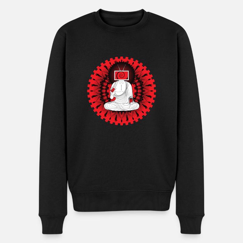 Manipulated Buddha - Männer Premium Bio Pullover - Schwarz