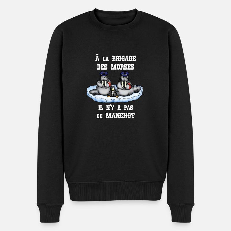 À la BRIGADE DES MORSES il n'y a pas de MANCHOT - Pull Premium bio Homme - noir