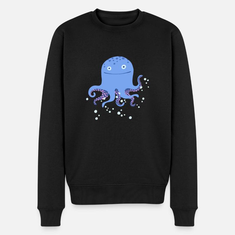 Krake blau - Männer Premium Bio Pullover - Schwarz
