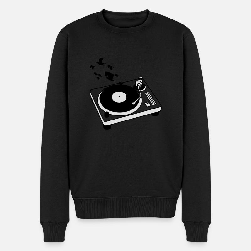 Turntable+Voegel - Männer Premium Bio Pullover - Schwarz
