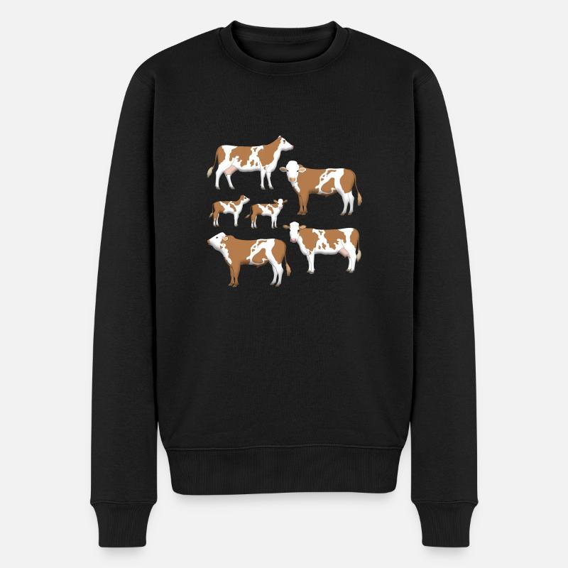 Fleckvieh Auswahl - Männer Premium Bio Pullover - Schwarz