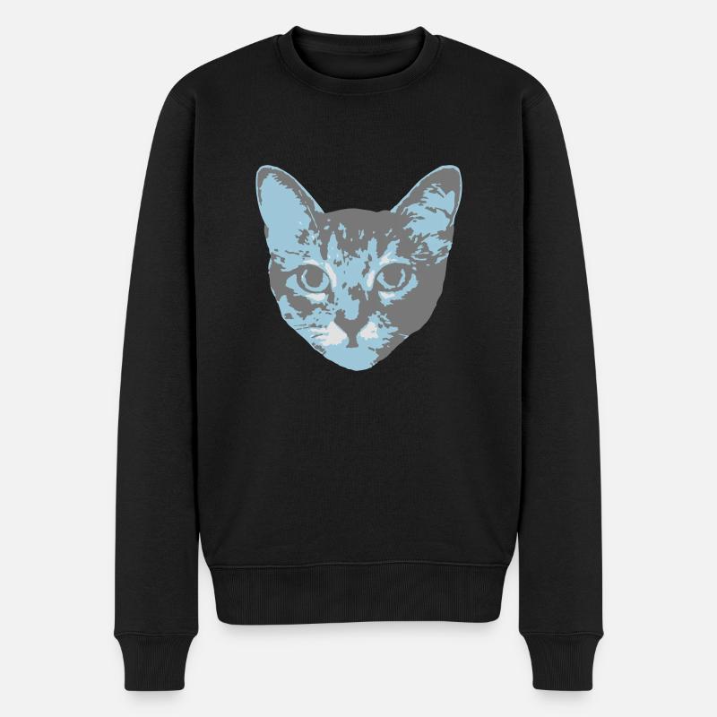 cat face - Männer Premium Bio Pullover - Schwarz