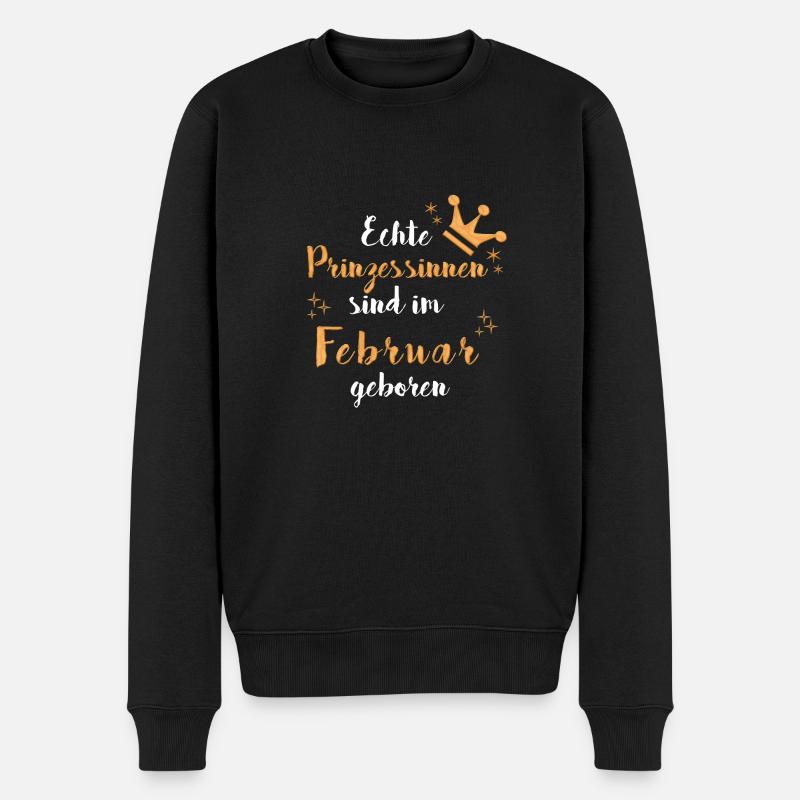 FEBRUAR GEBURTSTAG PRINZESSIN - Männer Premium Bio Pullover - Schwarz
