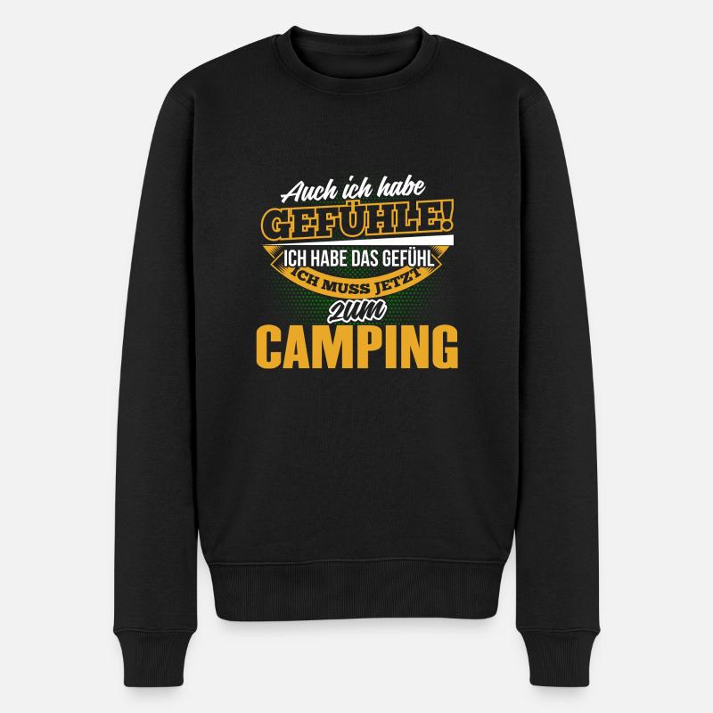 CAMPING - Ich habe auch Gefühle - Männer Premium Bio Pullover - Schwarz