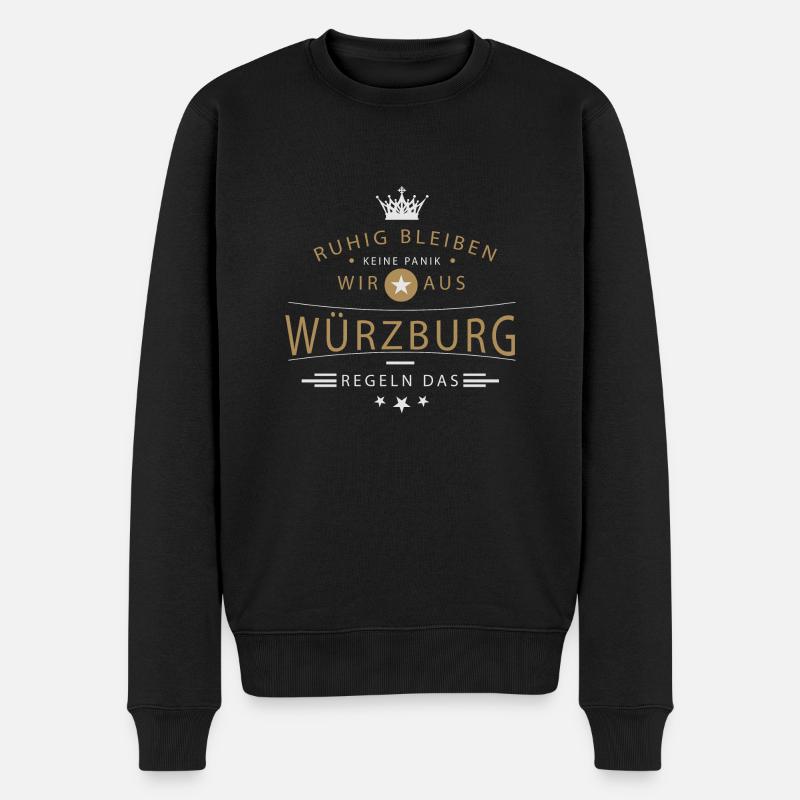 Ruhig bleiben Würzburg - Männer Premium Bio Pullover - Schwarz