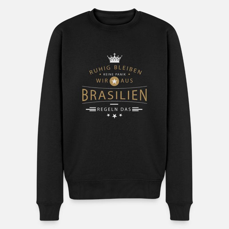 Ruhig bleiben Brasilien - Männer Premium Bio Pullover - Schwarz