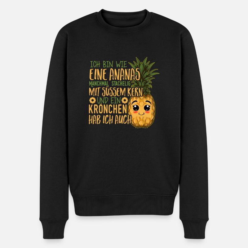 Prinzessin - wie Ananas - Männer Premium Bio Pullover - Schwarz