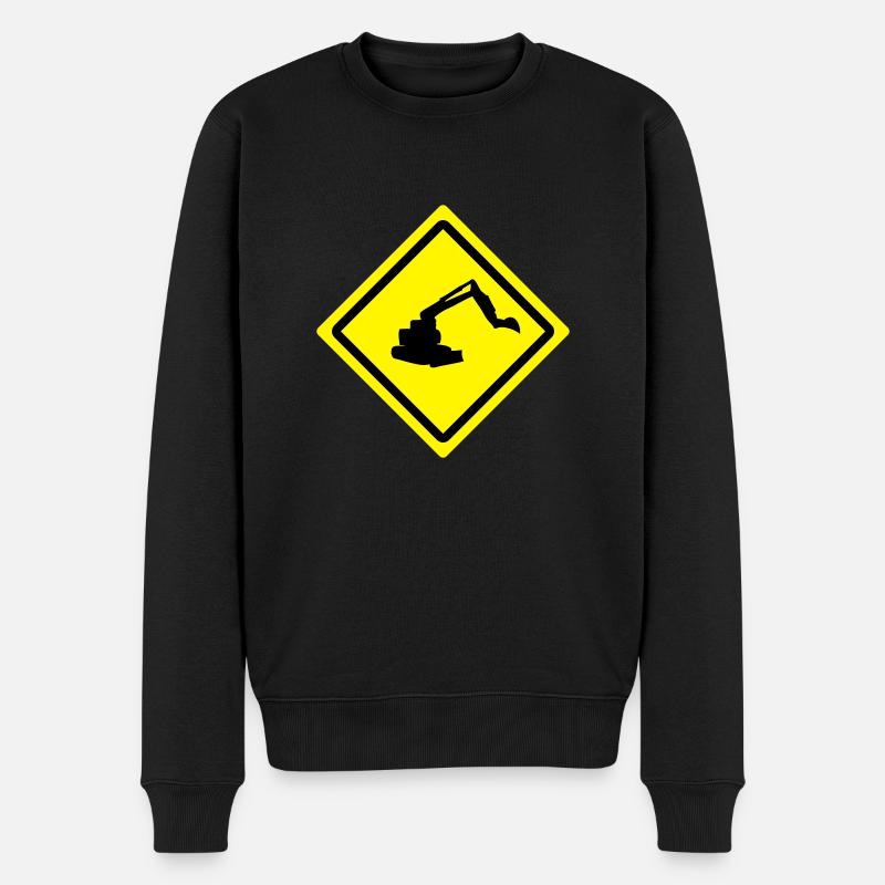 digger roadsign - Männer Premium Bio Pullover - Schwarz