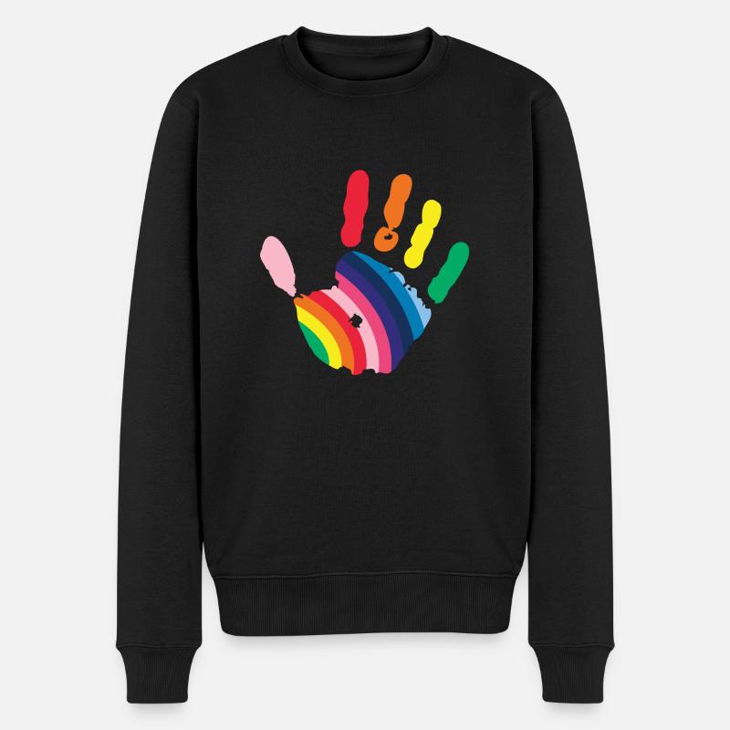 Hand - Männer Premium Bio Pullover - Schwarz