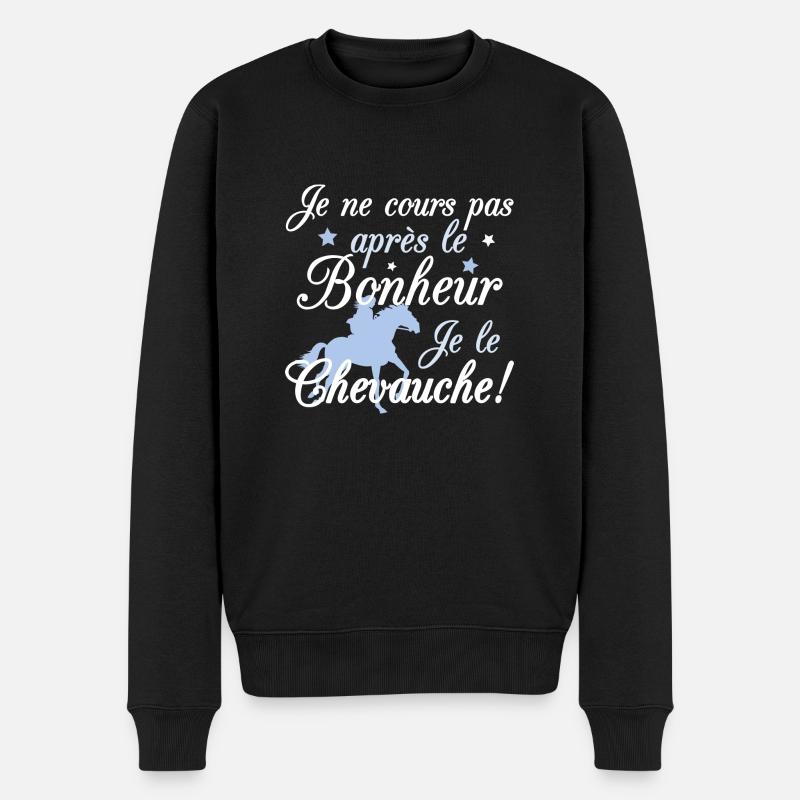 Cheval - le bonheur - Pull Premium bio Homme - noir