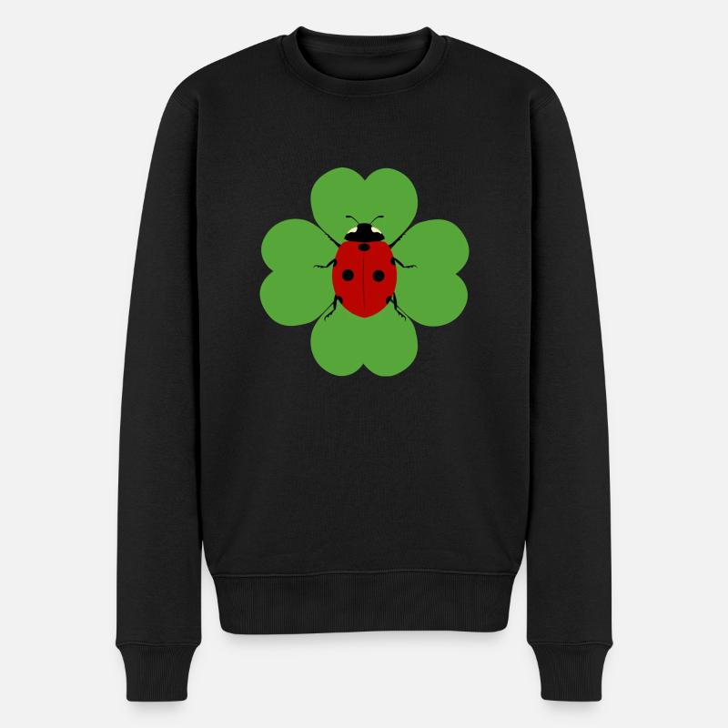 Kleeblatt Marienkäfer - Männer Premium Bio Pullover - Schwarz