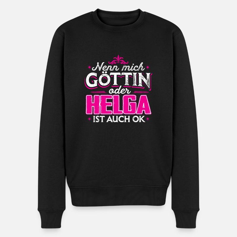 HELGA - Göttin - Männer Premium Bio Pullover - Schwarz