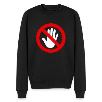anfassen verboten weiß - Männer Premium Bio Pullover - Schwarz - Vorne - Nico (187cm)