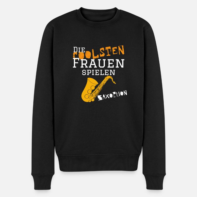 Die coolsten_Frauen_Saxop - Männer Premium Bio Pullover - Schwarz