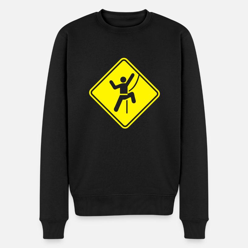 Rock Climbing Roadsign - Männer Premium Bio Pullover - Schwarz