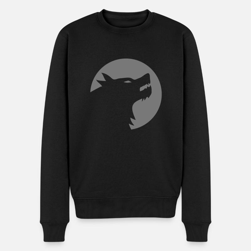 Wolf - Männer Premium Bio Pullover - Schwarz