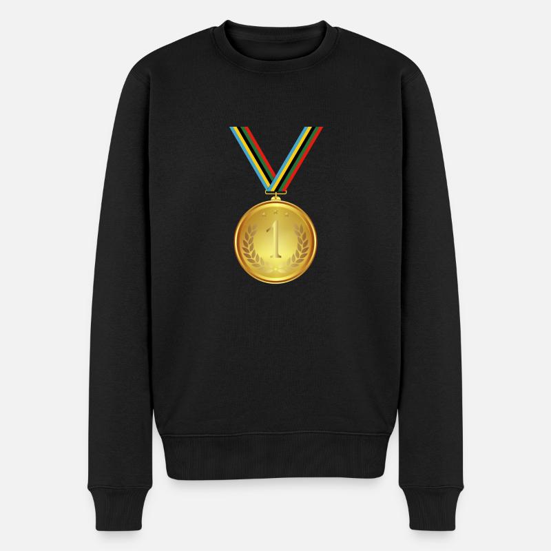 Goldmedaille, Medaille , Sieger Gewinner - Männer Premium Bio Pullover - Schwarz
