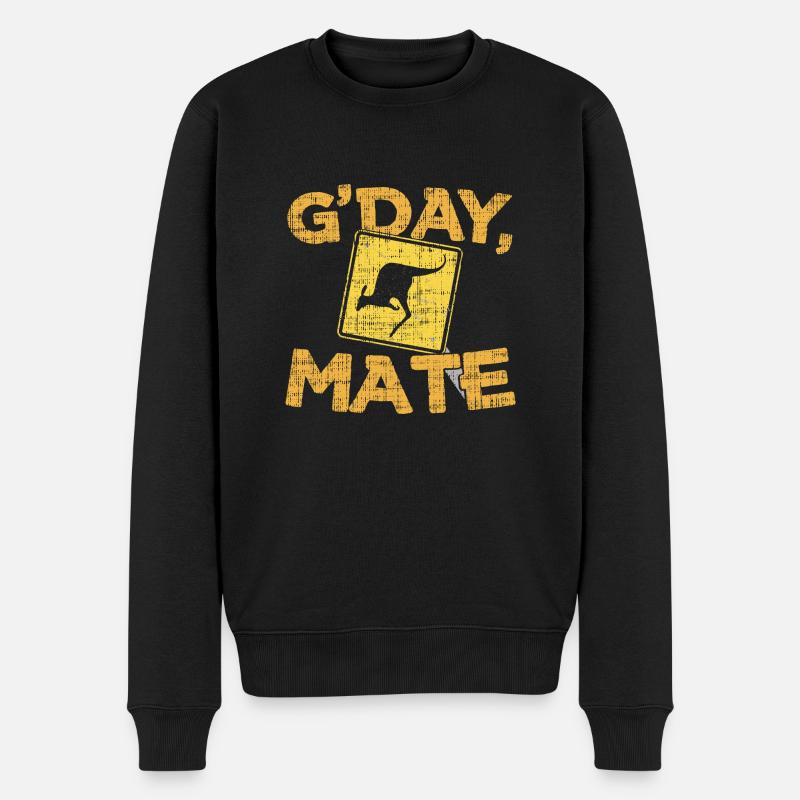 Gday Mate - Australia Kangaroo Australien - Männer Premium Bio Pullover - Schwarz