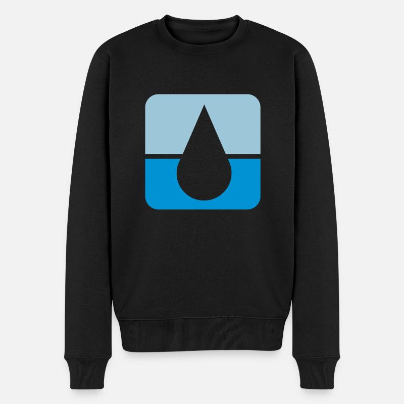 Tropfen2_75 - Männer Premium Bio Pullover - Schwarz