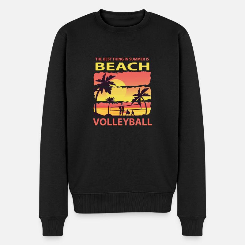 Plage volley-ball sport plage soleil vacances palmier - Pull Premium bio Homme - noir