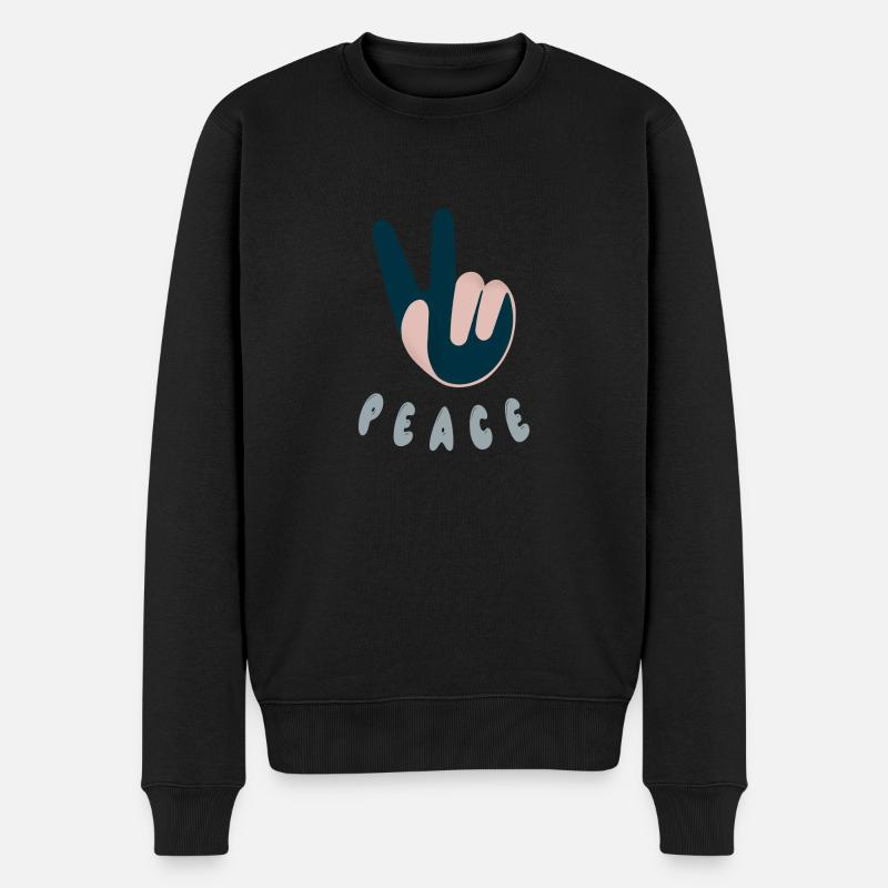 peace - Männer Premium Bio Pullover - Schwarz