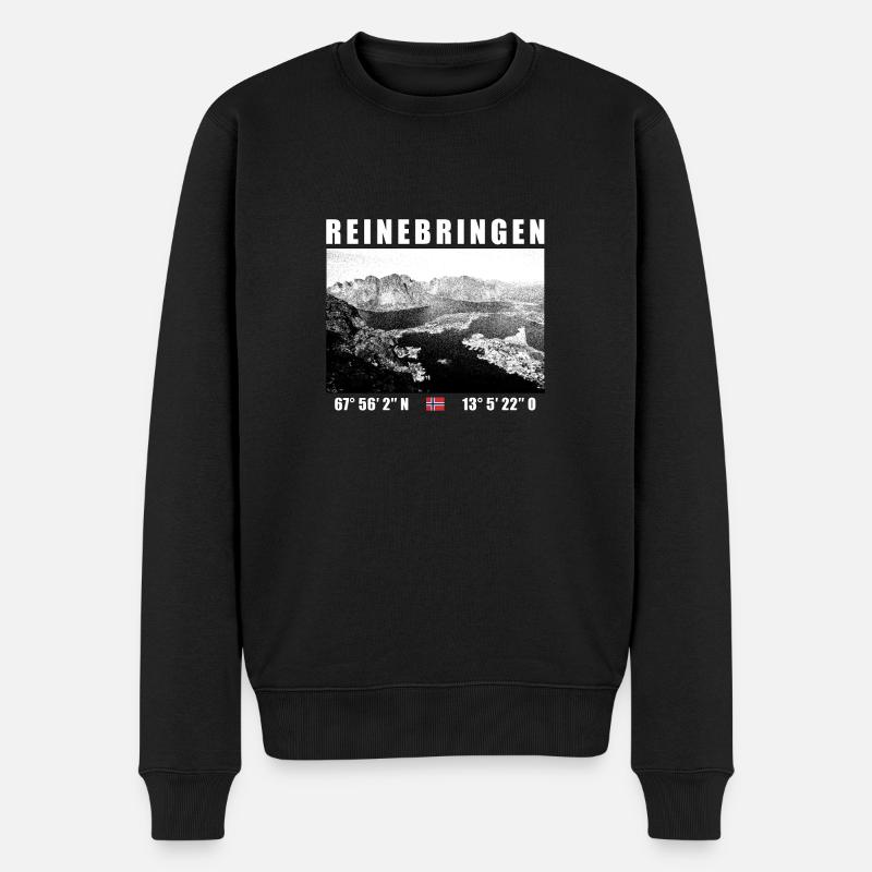 Reinebringen auf den Lofoten in Norwegen - Männer Premium Bio Pullover - Schwarz