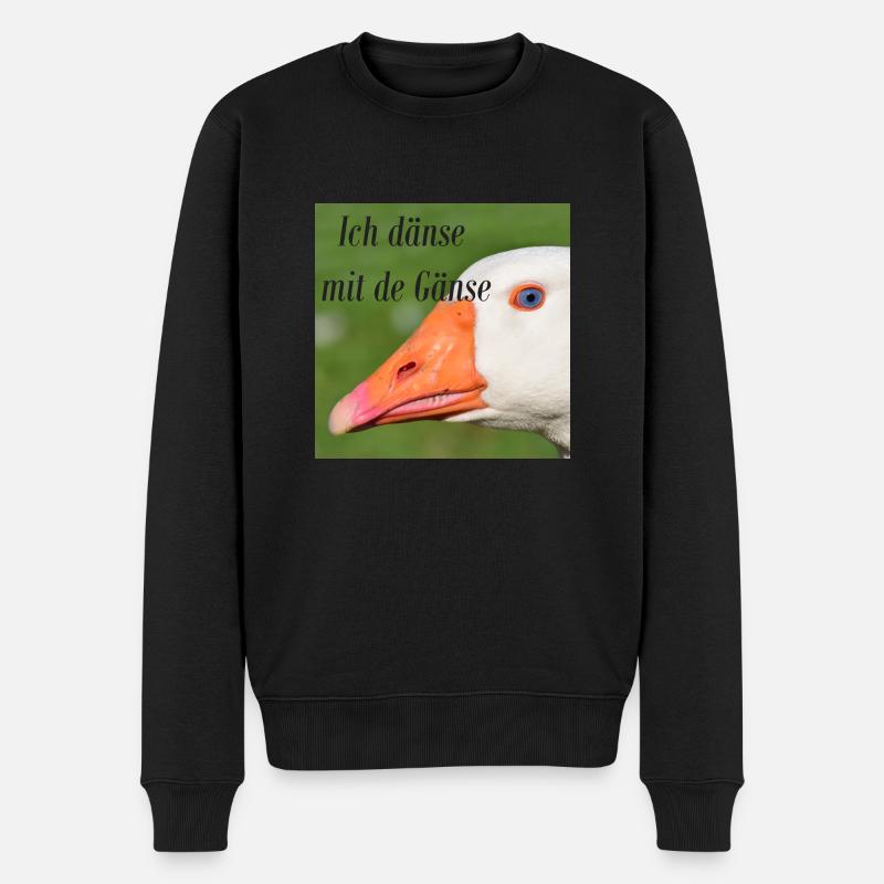 Ich dänse mit de Gänse - Männer Premium Bio Pullover - Schwarz