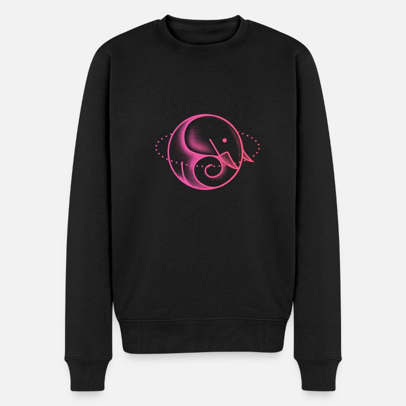 Éléphant mignon rose - Pull Premium bio Homme - noir