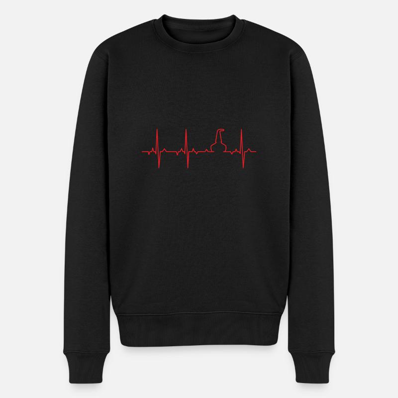 EKG-Whisky-Topf noch - Männer Premium Bio Pullover - Schwarz