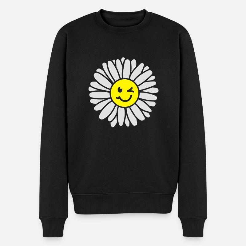 Gänseblümchen - Maßliebchen - Tausendschön - Männer Premium Bio Pullover - Schwarz
