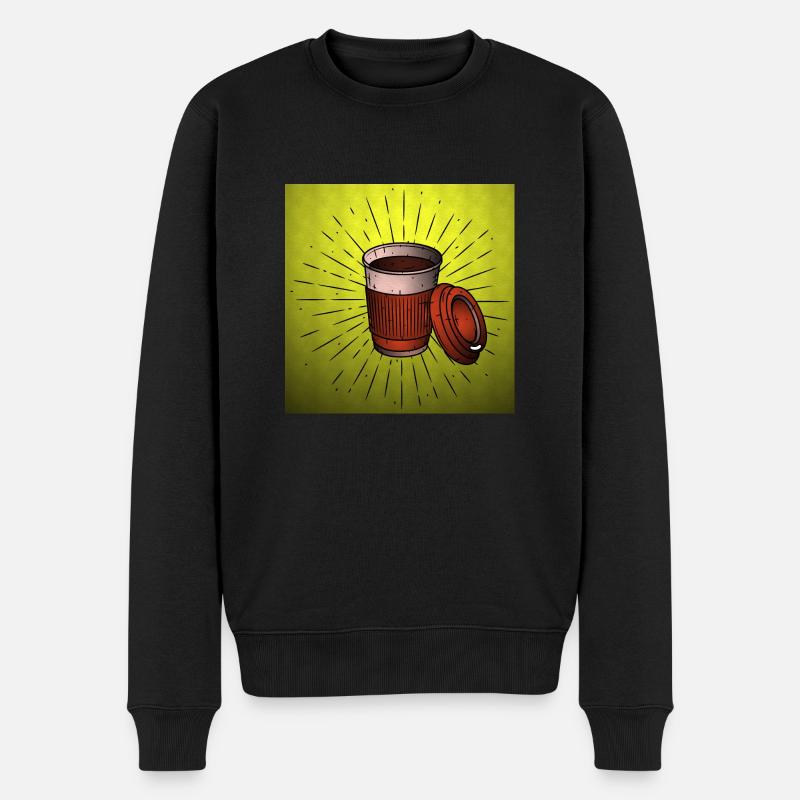 Kaffee - Männer Premium Bio Pullover - Schwarz