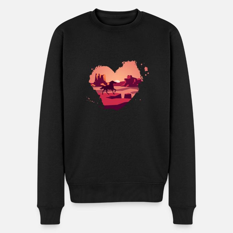 Pferd in den Rocky Mountains - Männer Premium Bio Pullover - Schwarz