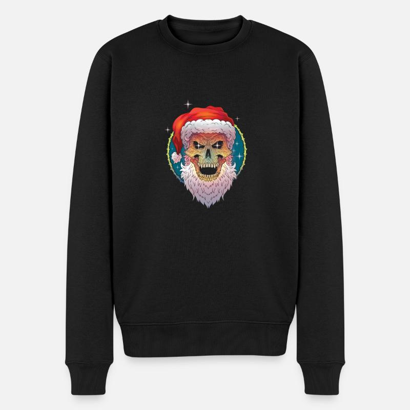 Weihnachten ugly christmas Scull Santa - Männer Premium Bio Pullover - Schwarz