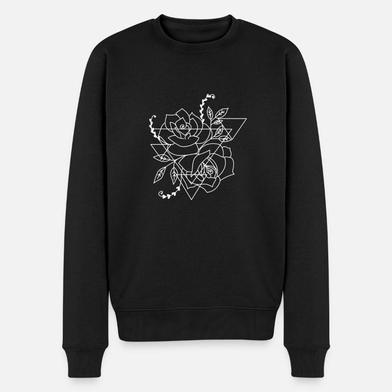 Rose tulipe fleur geometire - Pull Premium bio Homme - noir