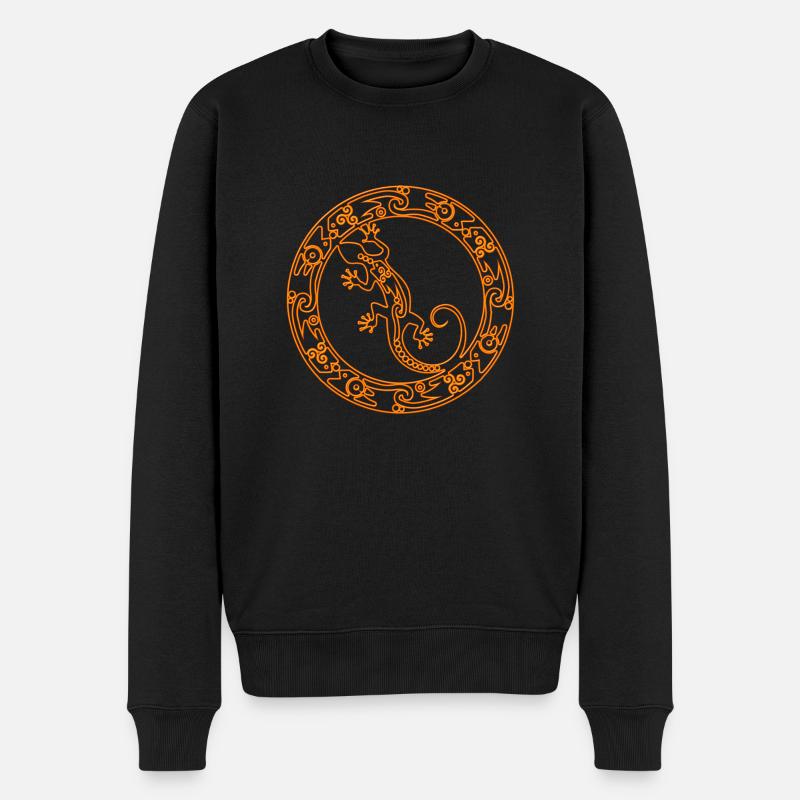 Gecko Ornament Outline - Männer Premium Bio Pullover - Schwarz