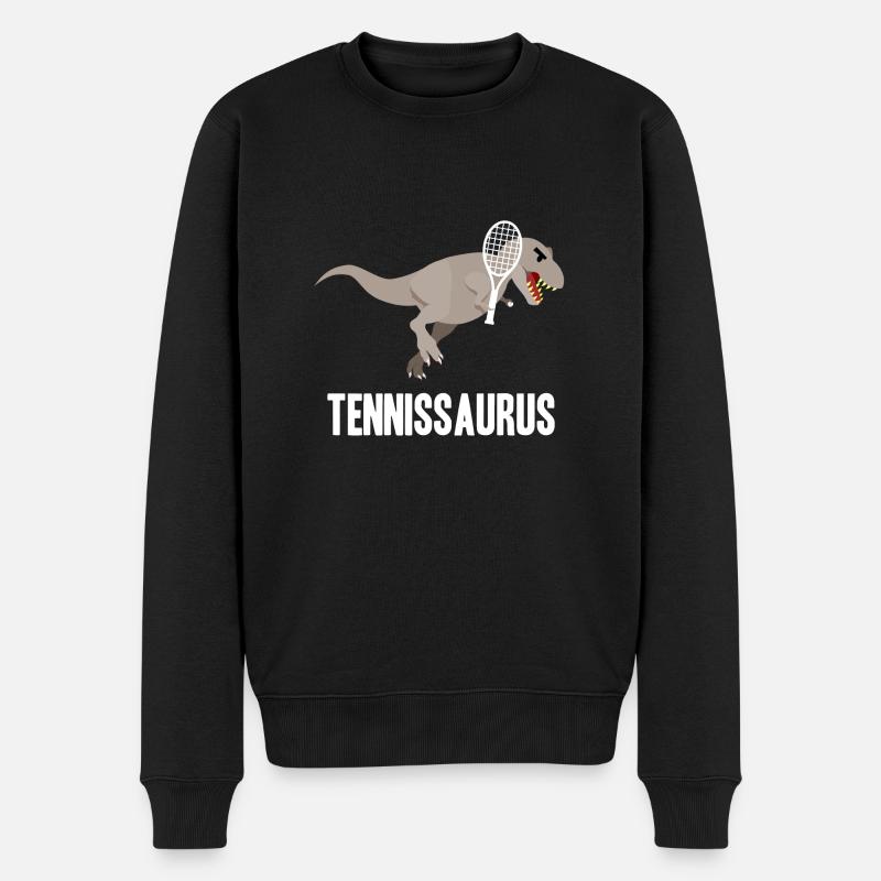 Dinosaurier Tennis T-Rex Geschenkidee - Männer Premium Bio Pullover - Schwarz