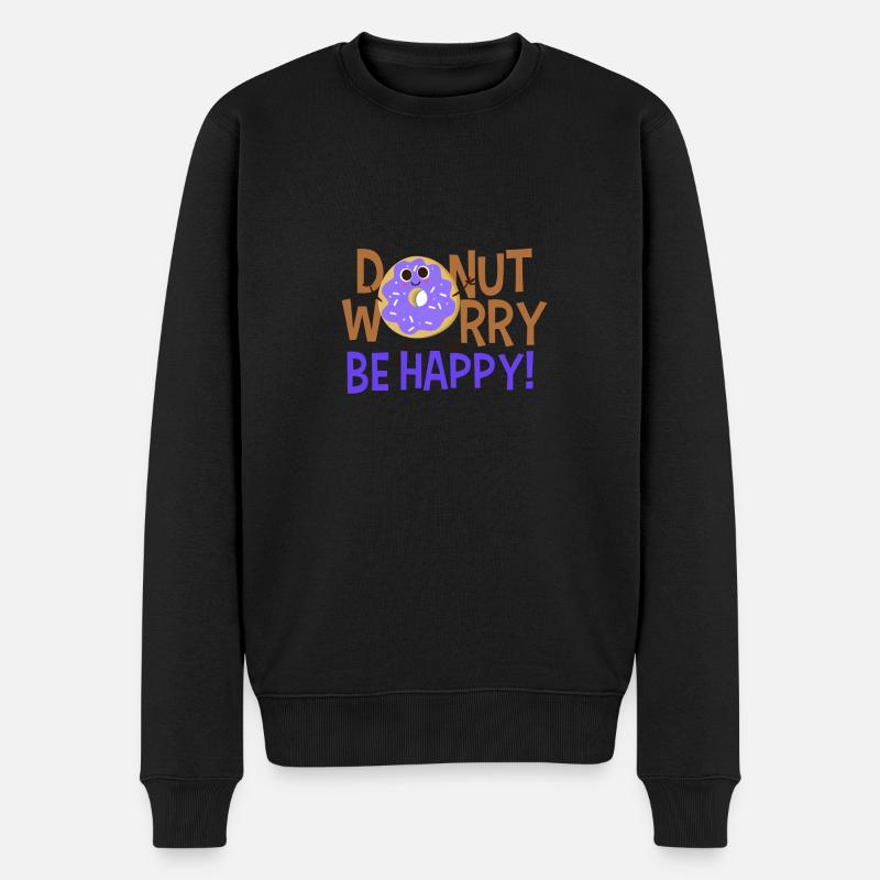 Donut worry be happy - Männer Premium Bio Pullover - Schwarz