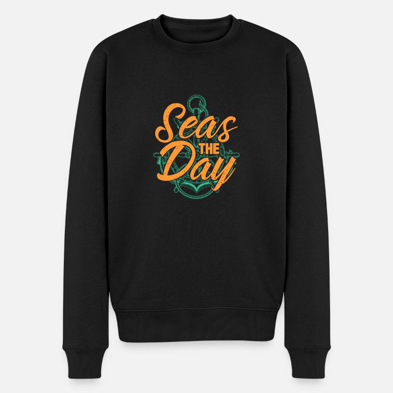 Seas the day, Seize the day - Männer Premium Bio Pullover - Schwarz