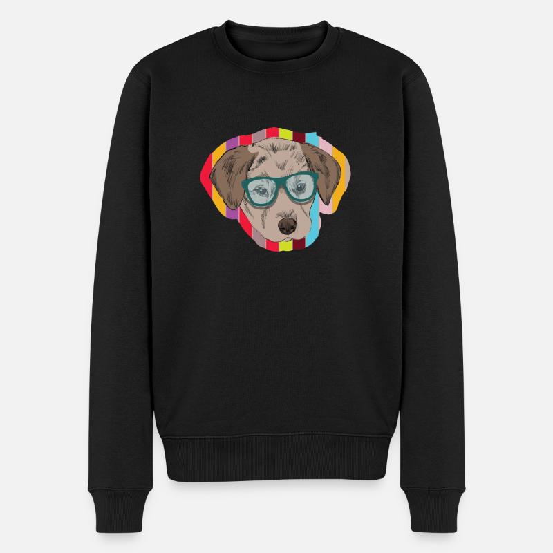 Chien de nerd comme un hipster avec des lunettes - Pull Premium bio Homme - noir