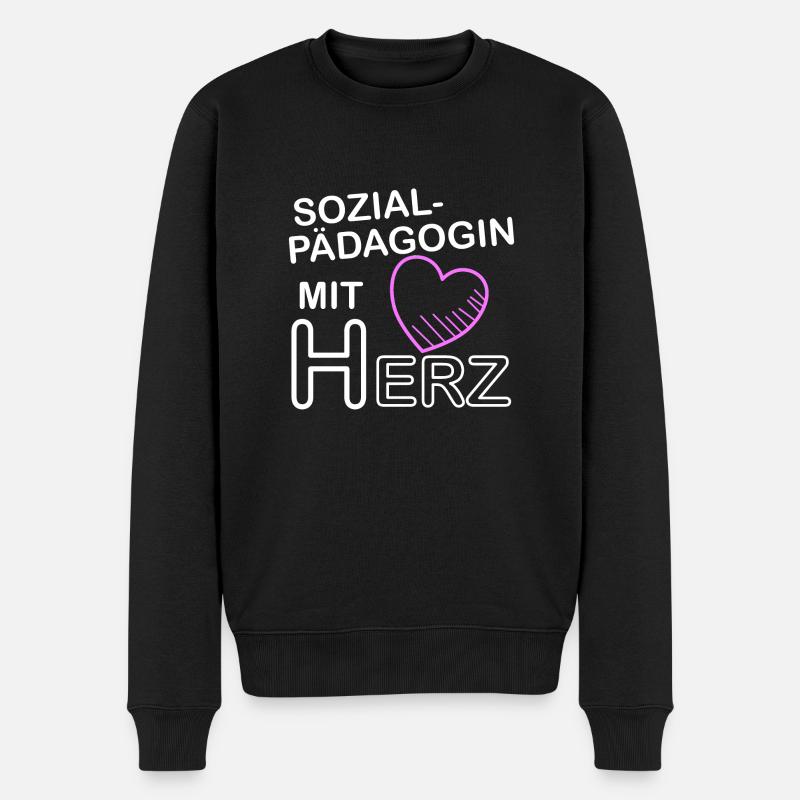 Sozialpädagogin mit Herz - Männer Premium Bio Pullover - Schwarz