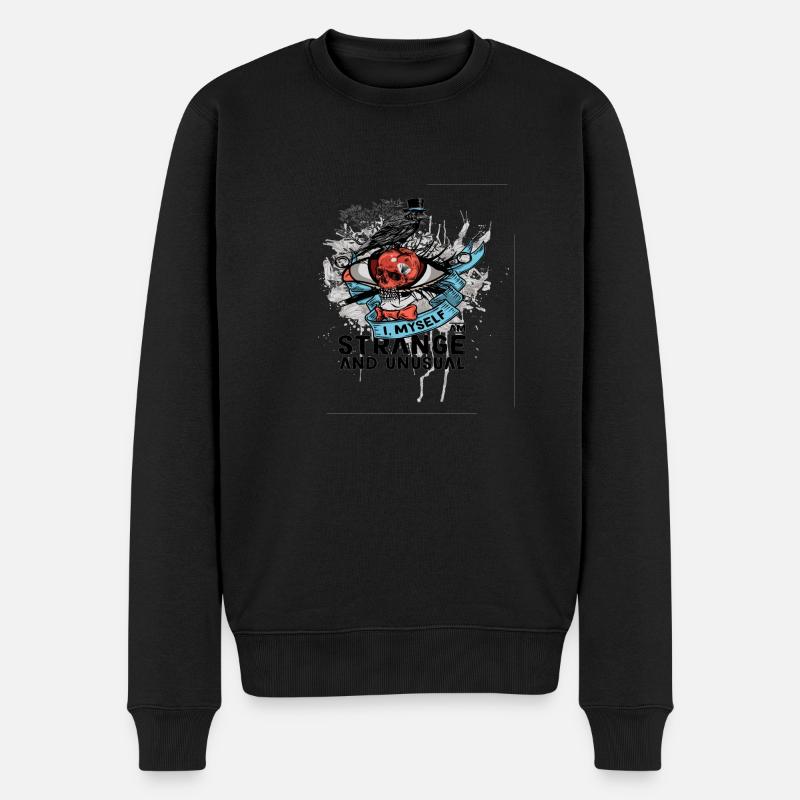 Strange Skull - Männer Premium Bio Pullover - Schwarz