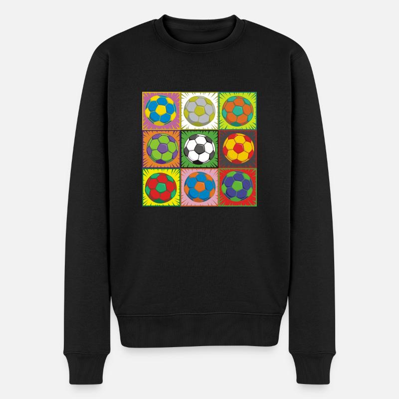 Fußball (Fußball) Pop Art - Männer Premium Bio Pullover - Schwarz